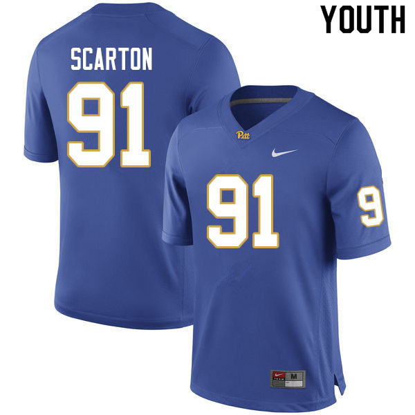 Youth #91 Sam Scarton Pitt Panthers College Football Jerseys Sale-Royal